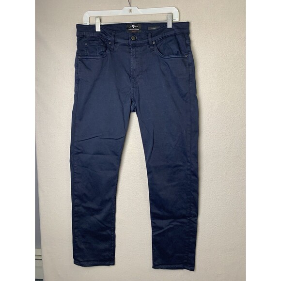 7 FOR ALL MANKIND Jeans Mens 33x29 Blue Luxe Performance Plus Slimmy - Picture 1 of 10